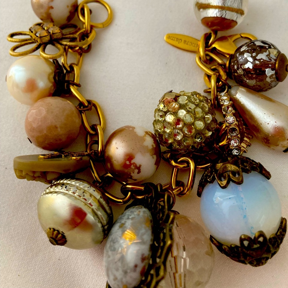 Vintage Lenora Dame Charm Bracelet - Gold Tone With Tone Charms - Picture 2 of 14